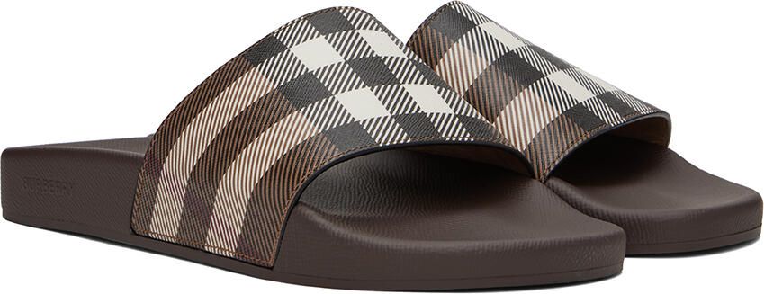 Burberry Brown Check Slides - Picture 2