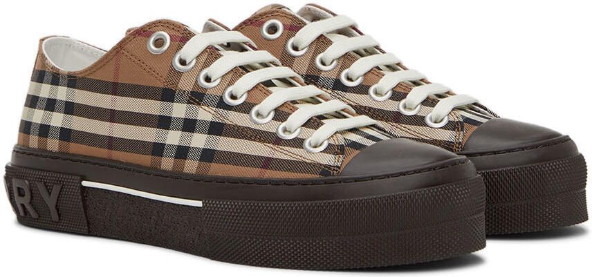 Burberry Brown Cotton Check Sneakers - Picture 2