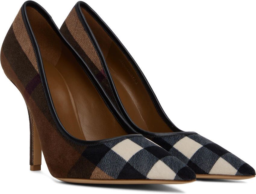 Burberry Brown Exaggerated Check Heels - Picture 2