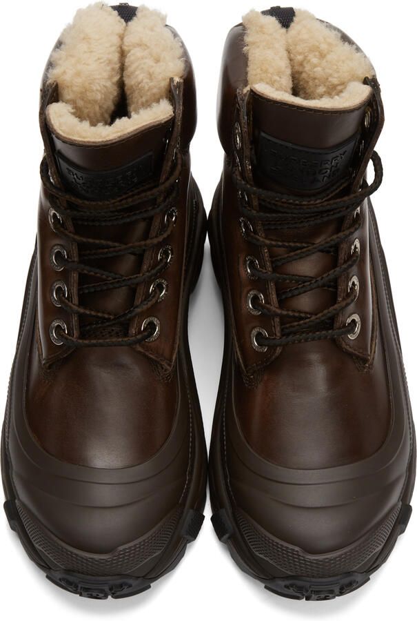 Burberry Brown Shearling Arthur Boots - Picture 4