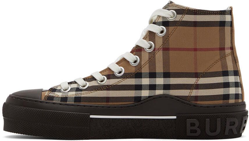 Burberry Brown Vintage Check High-Top Sneakers - Picture 3