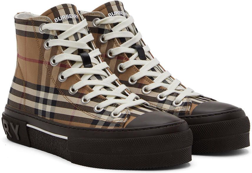 Burberry Brown Vintage Check High-Top Sneakers - Picture 2