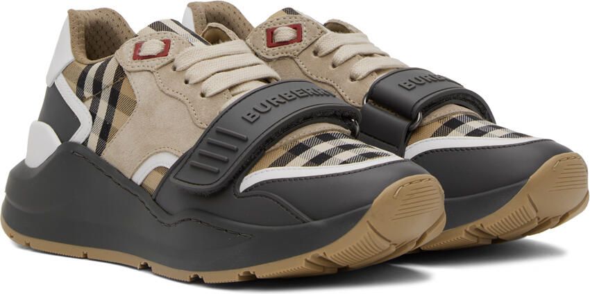 Burberry Gray & Beige Vintage Check Sneakers - Picture 2