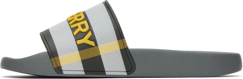 Burberry Gray Check Slides - Picture 4