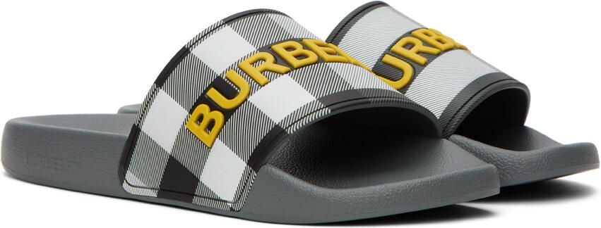 Burberry Gray Check Slides - Picture 3