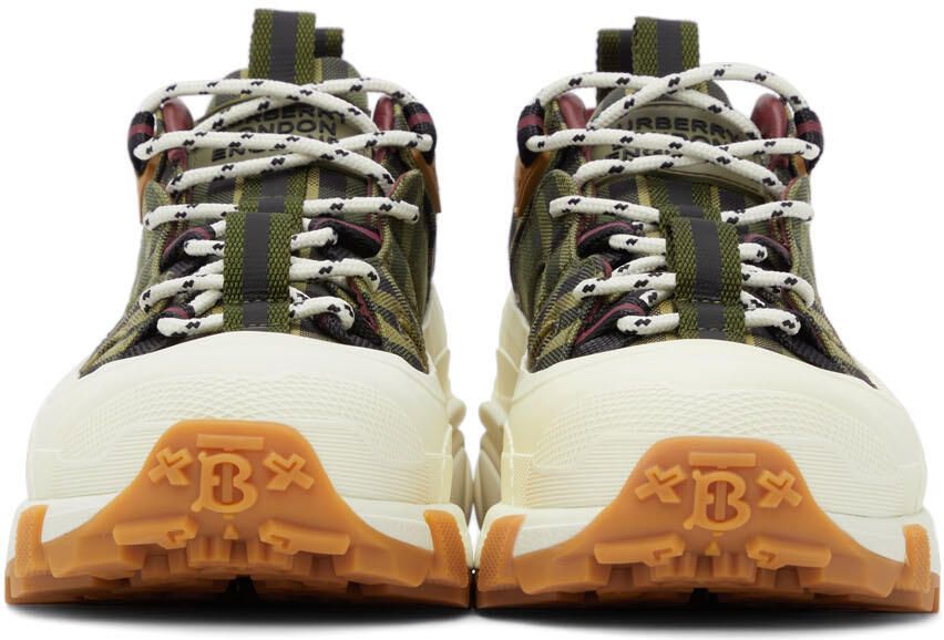 Burberry Green & Burgundy Check Arthur Sneakers - Picture 3