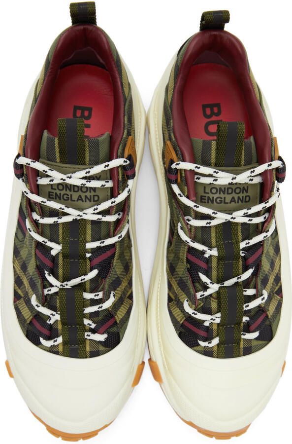 Burberry Green & Burgundy Check Arthur Sneakers - Picture 2