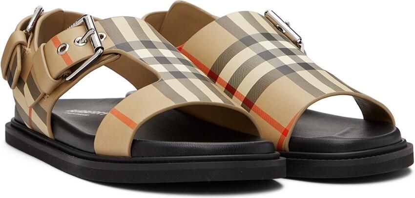 Burberry Kids Beige Check Sandals