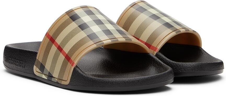 Burberry Kids Beige Check Slides - Picture 2