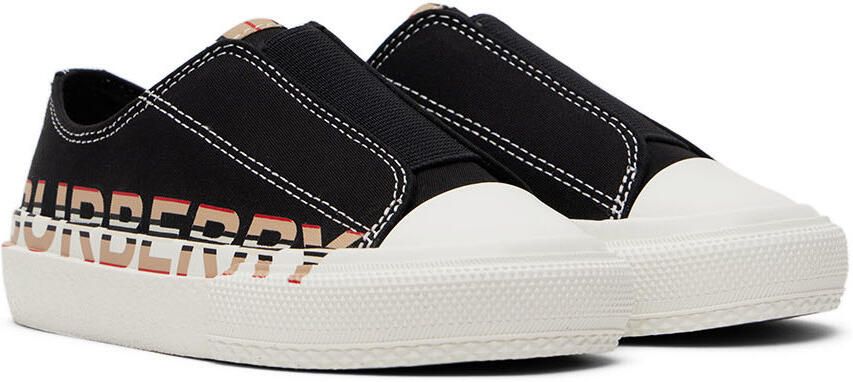 Burberry Kids Black Icon Stripe Logo Slip-on Sneakers - Picture 2