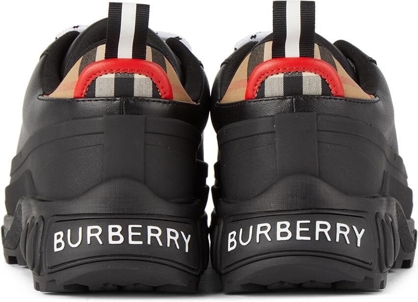 Burberry Kids Black Leather Vintage Check Sneakers