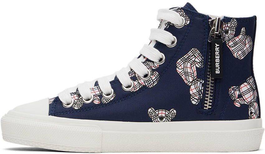 Burberry Kids Navy Thomas Bear High Sneakers - Picture 3