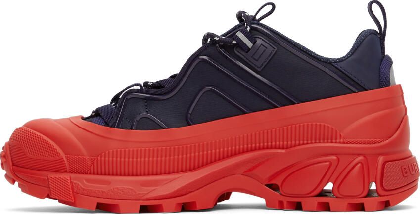 Burberry Navy & Red Arthur Sneakers - Picture 3