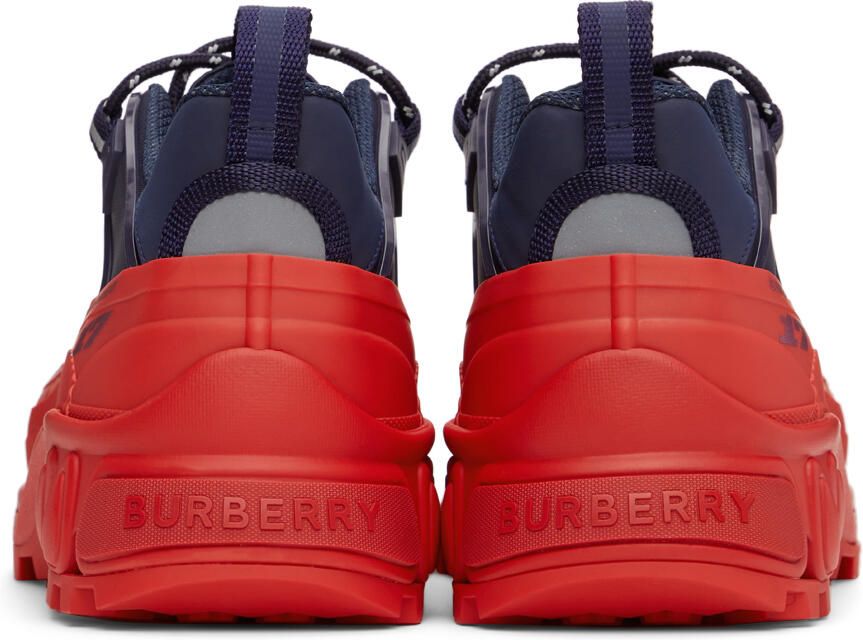 Burberry Navy & Red Arthur Sneakers - Picture 2