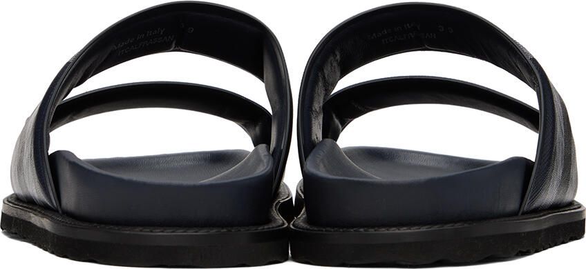 Burberry Navy & White Check Slides