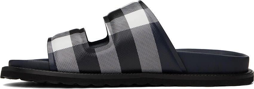 Burberry Navy & White Check Slides - Picture 3