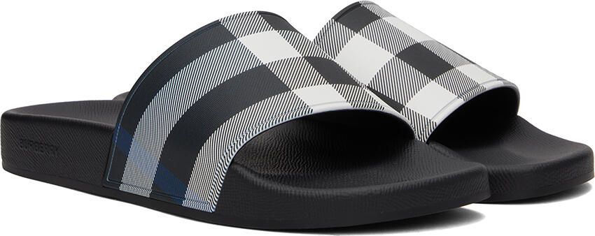 Burberry Navy Check Slides - Picture 2