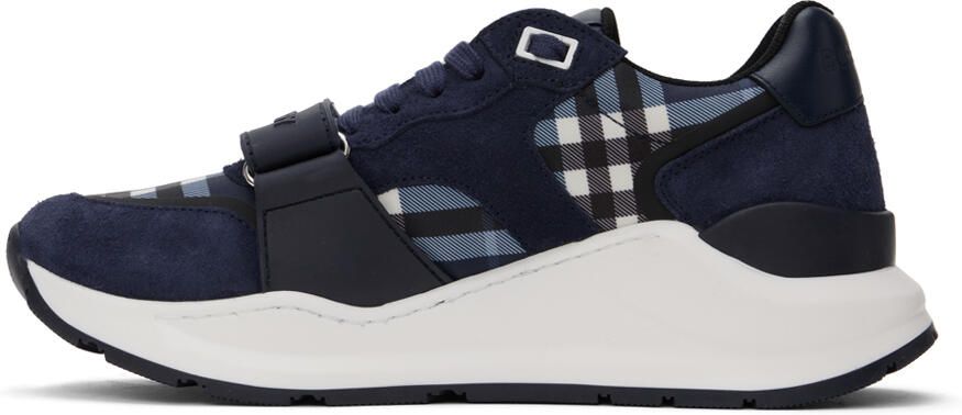 Burberry Navy Check Sneakers - Picture 2