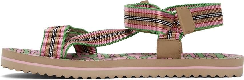 Burberry SSENSE Exclusive Pink & Green Patterson Flat Sandals - Picture 4