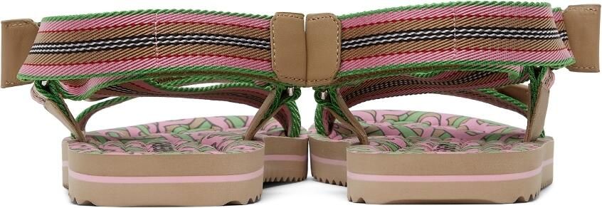 Burberry SSENSE Exclusive Pink & Green Patterson Flat Sandals - Picture 3