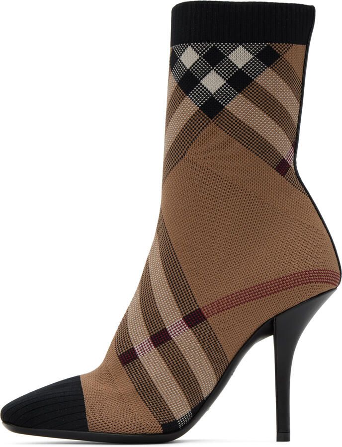 Burberry Tan Check Sock Boots