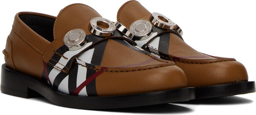 Burberry Tan Chevron Check Loafers - Picture 2
