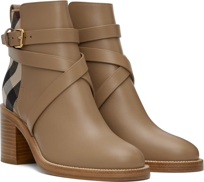 Burberry Taupe House Check Boots - Picture 2