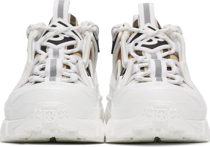 Burberry White & Beige Check Arthur Sneakers - Picture 3