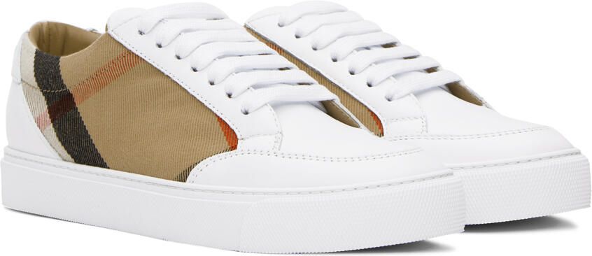 Burberry White & Tan House Sneakers - Picture 2