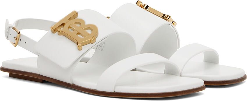 Burberry White Motif Flat Sandals - Picture 2