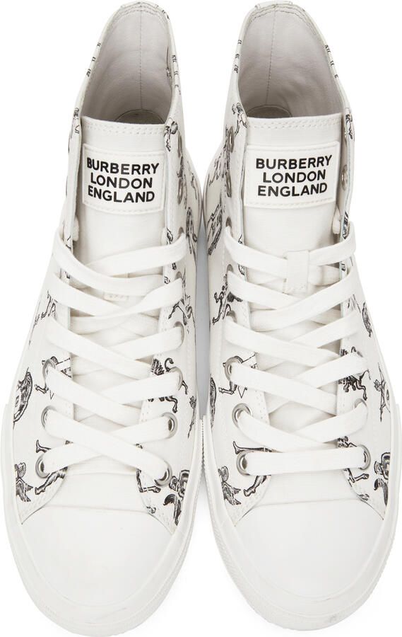Burberry White Mythical Alphabet Larkhall Sneakers - Picture 3