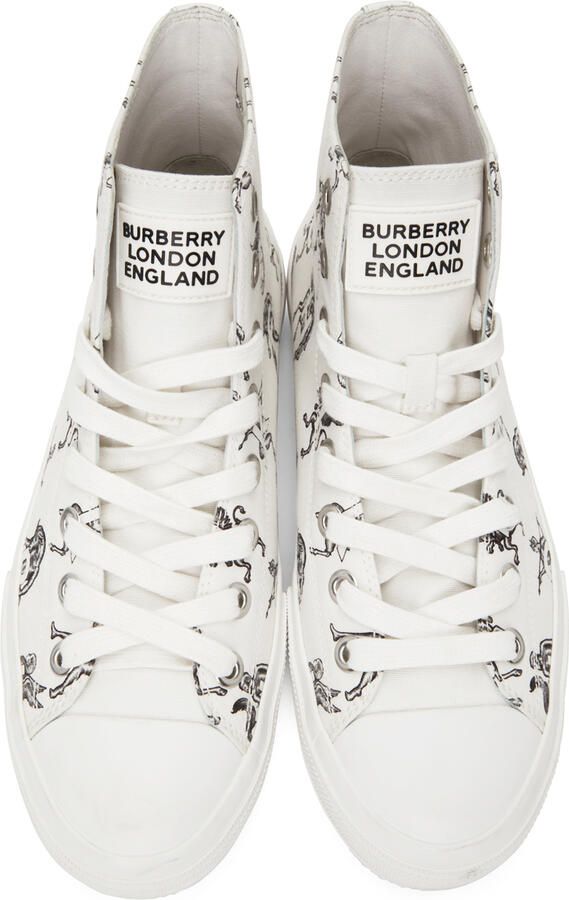 Burberry White Mythical Alphabet Larkhall Sneakers - Picture 3