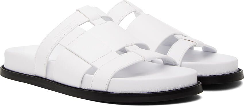 Burberry White Woven Slides - Picture 2