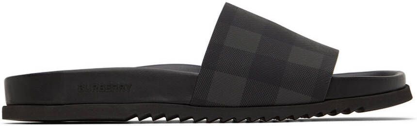 Burberry Gray Check Print Slides