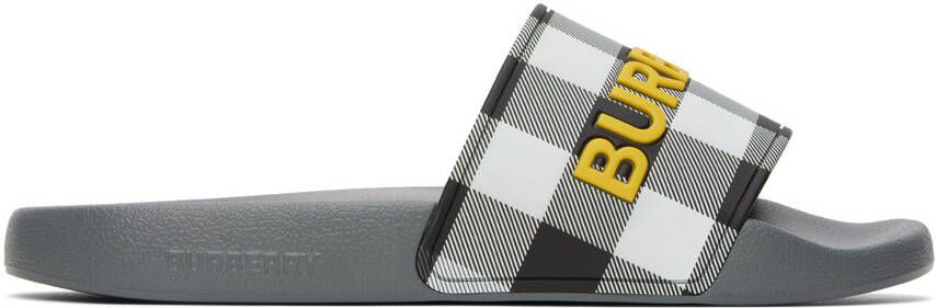 Burberry Gray Check Slides - Picture 5