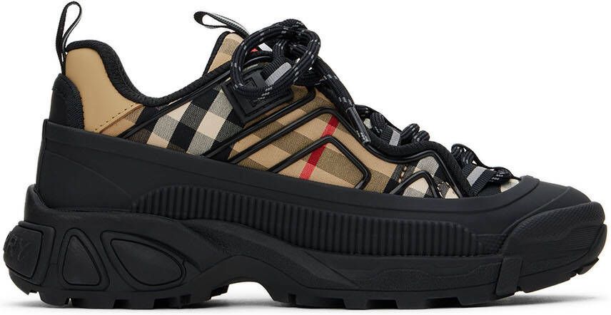 Burberry Kids Beige & Black Vintage Check Sneakers - Picture 4