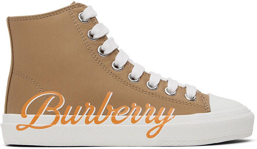Burberry Kids Beige Logo Script Sneakers - Picture 3