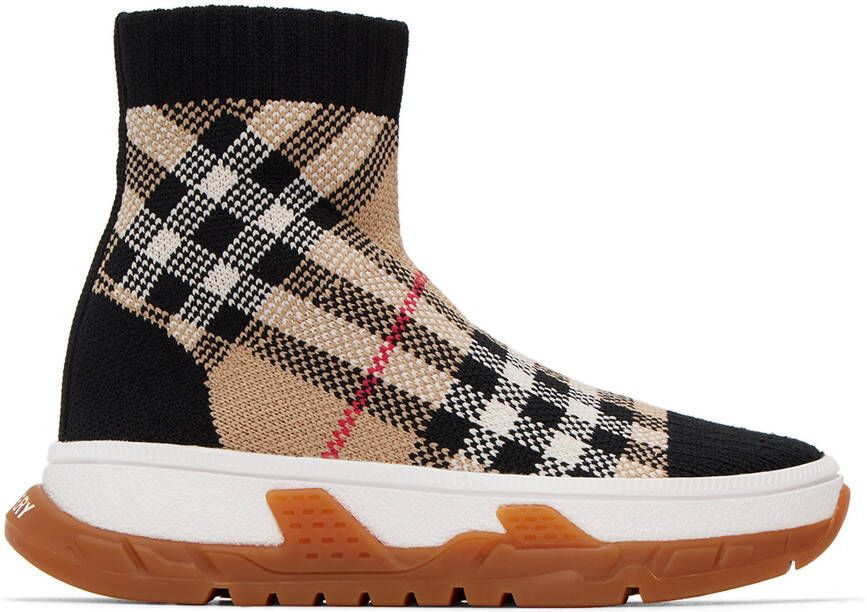 Burberry Kids Black & Beige Union Sock Sneakers