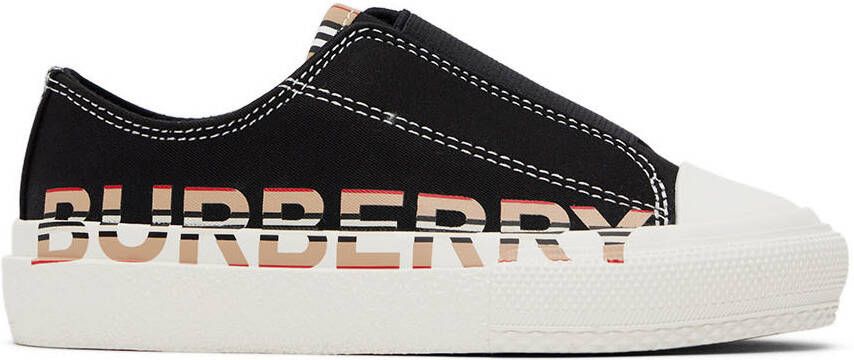 Burberry Kids Black Icon Stripe Logo Slip-on Sneakers - Picture 4