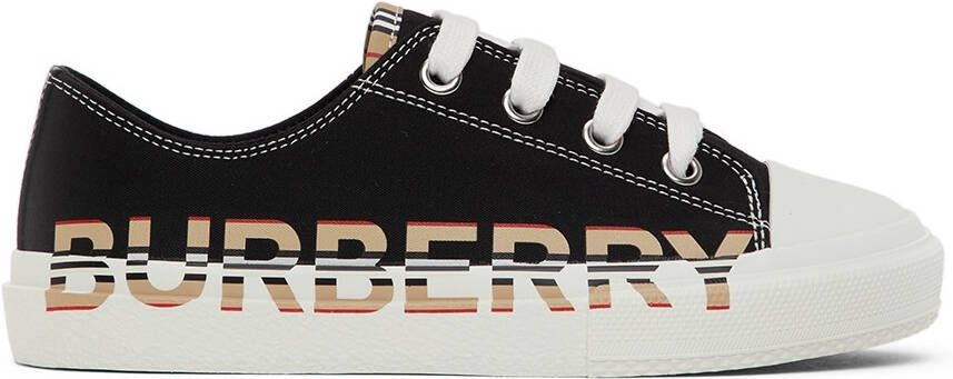Burberry Kids Black Icon Stripe Logo Sneakers - Picture 5