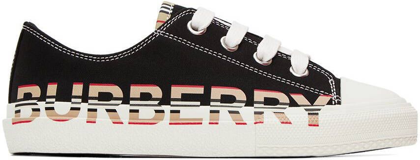 Burberry Kids Black Icon Stripe Sneakers - Picture 4