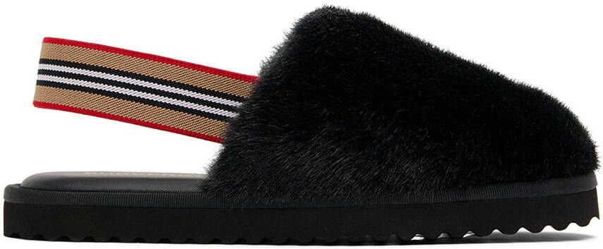 Burberry Kids Black Litherton Sandals