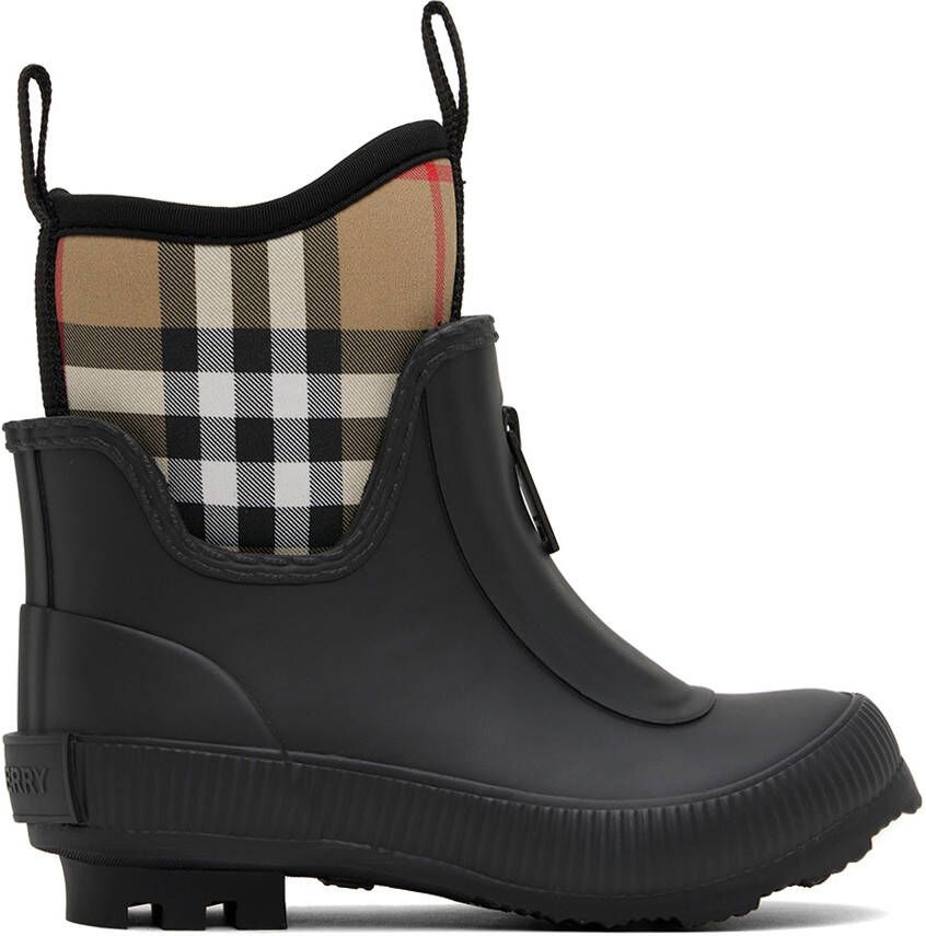 Burberry Kids Black Vintage Check Boots
