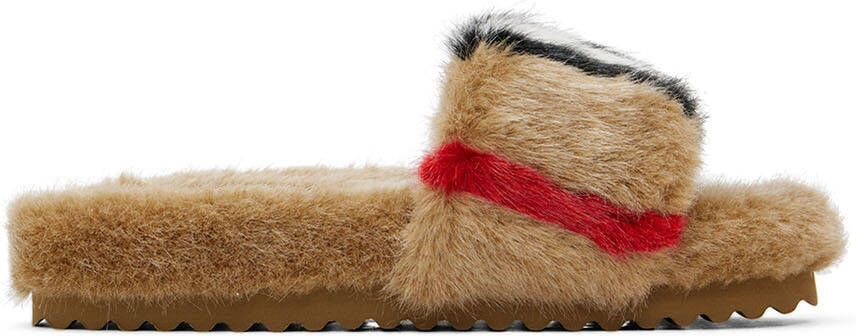 Burberry Kids Brown Faux-Fur Sandals