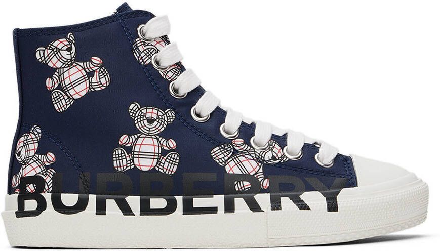 Burberry Kids Navy Thomas Bear High Sneakers - Picture 4