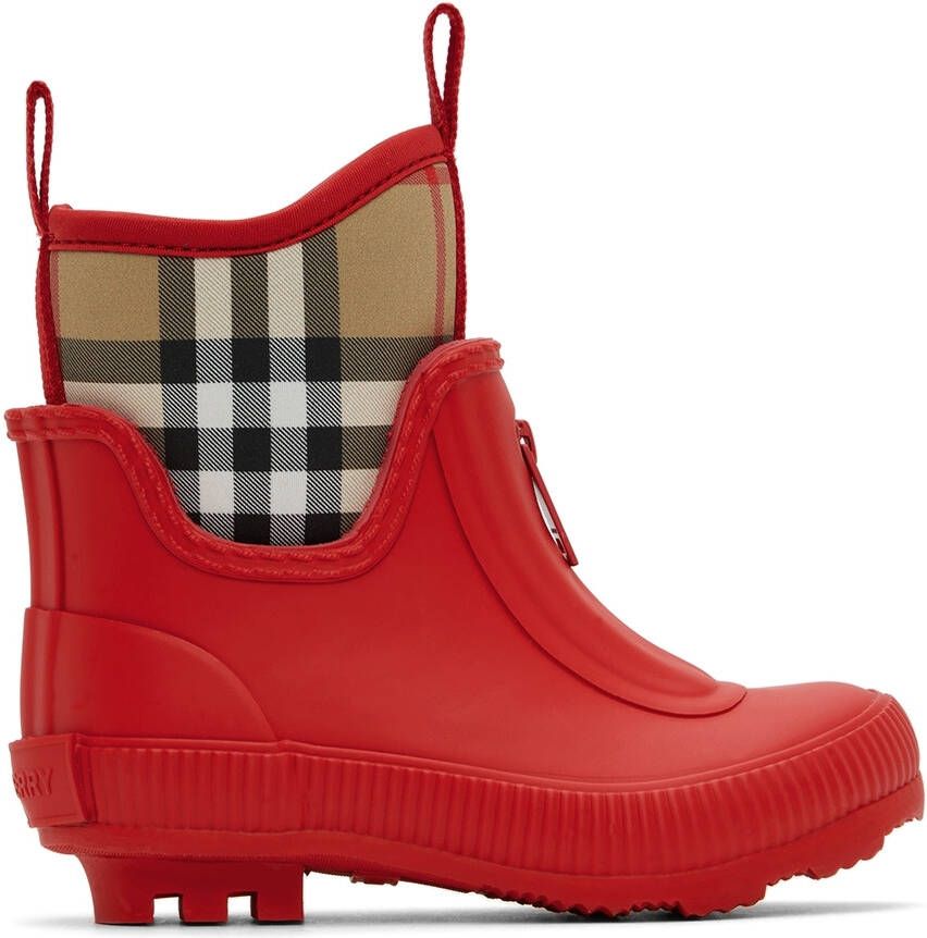 Burberry Kids Red Vintage Check Rain Boots