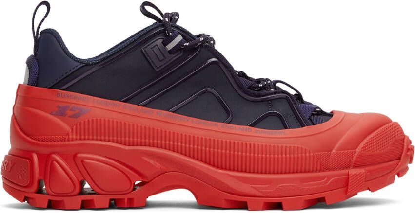 Burberry Navy & Red Arthur Sneakers - Picture 4