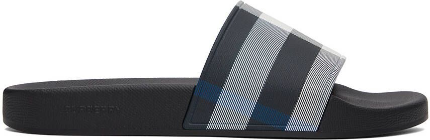 Burberry Navy Check Slides - Picture 5
