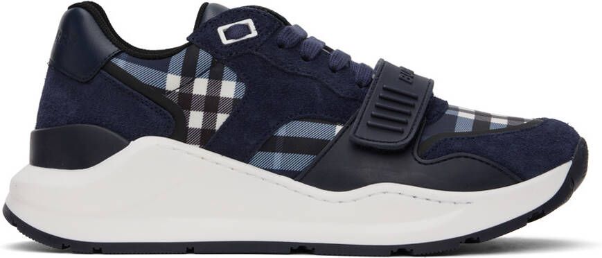 Burberry Navy Check Sneakers - Picture 3