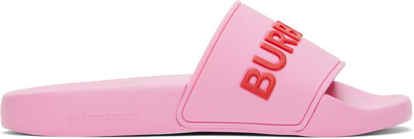 Burberry Pink Furley Slides - Picture 5